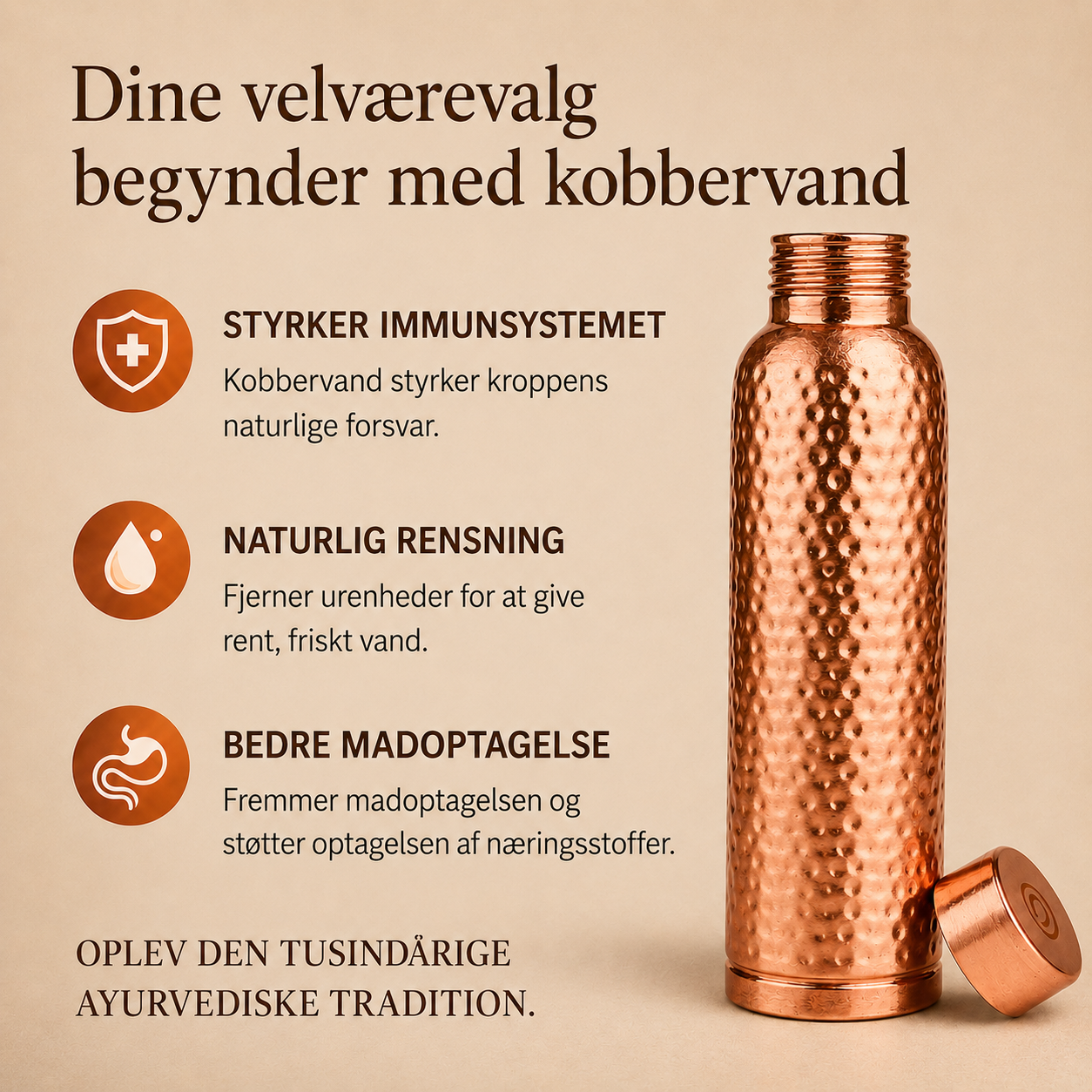 Med Nordic™ – Kobberflaske | Naturligt renere vand – helt uden plastik