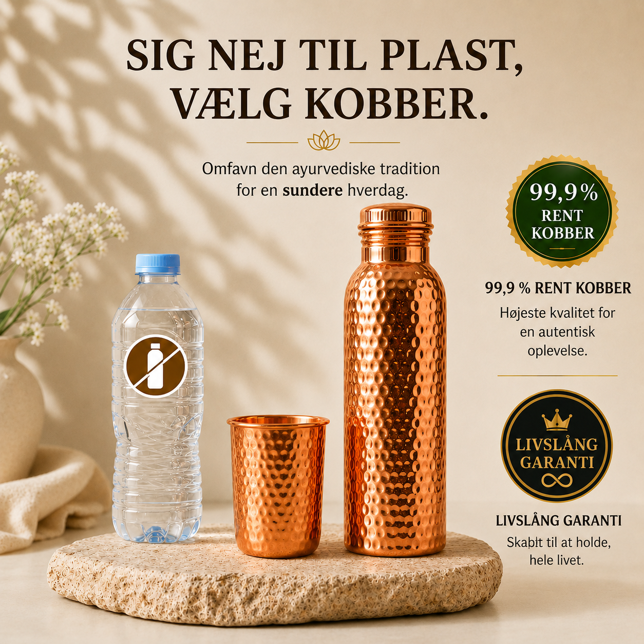 Med Nordic™ – Kobberflaske | Naturligt renere vand – helt uden plastik